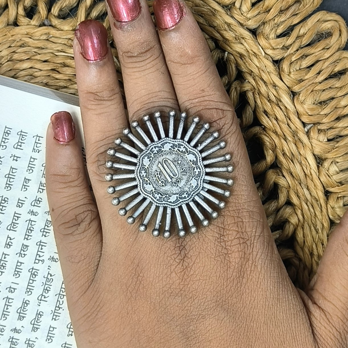 10PS OXIDISED SILVER LOOKLIKE ADJUSTABLE FINGER RINGS