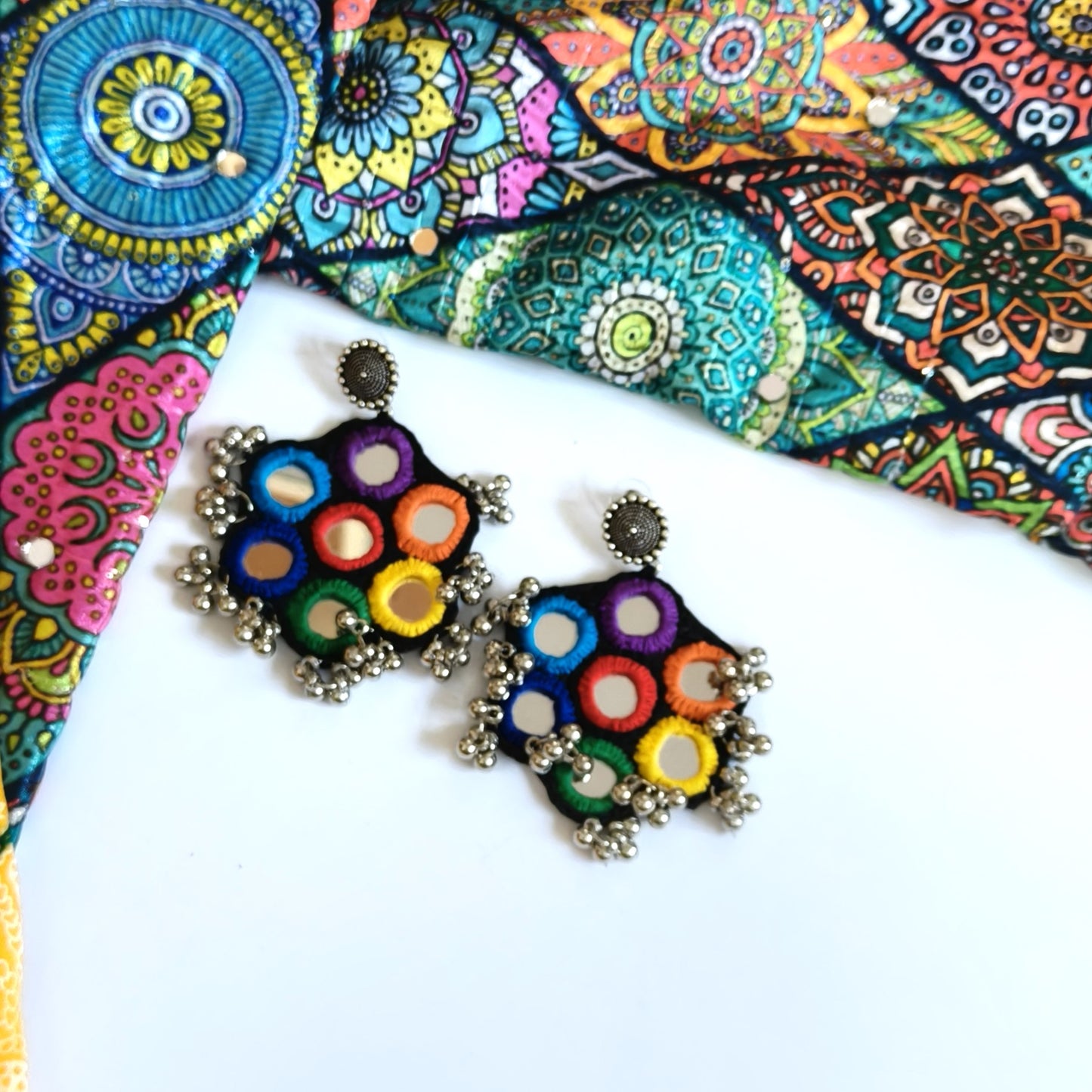 SAPTA BLACK RAINBOW MIRROR EARRINGS