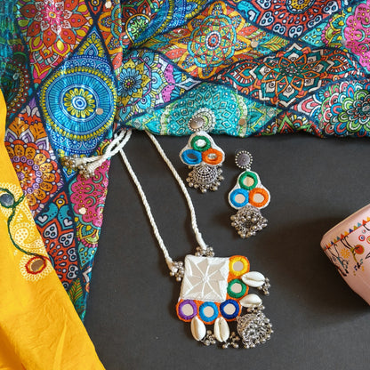 ANAYA MULTI COLOUR  SHELL JHUMKA HANGING SET