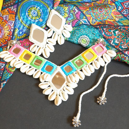 RANJANA MULTI COLOUR COWRY HANGING COLLOR SET