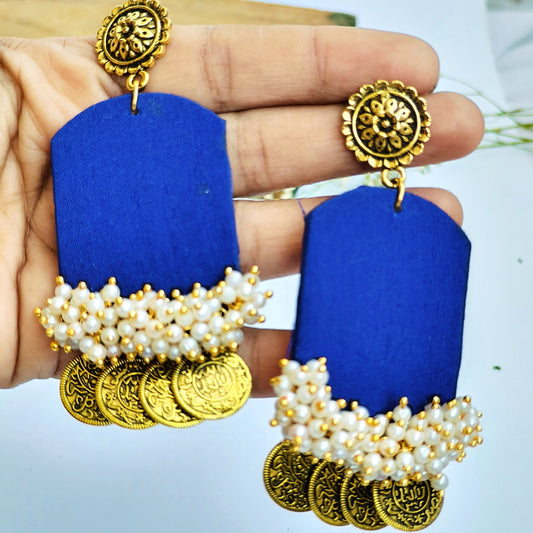 RAGINI HANDMADE BLUE FABRIC EARRINGS