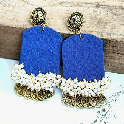 RAGINI HANDMADE BLUE FABRIC EARRINGS