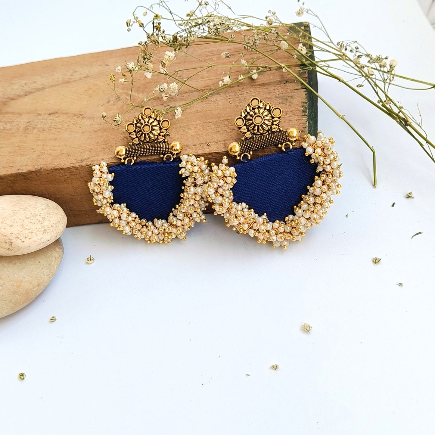 KEYA HANDMADE BLUE FABRIC EARRINGS