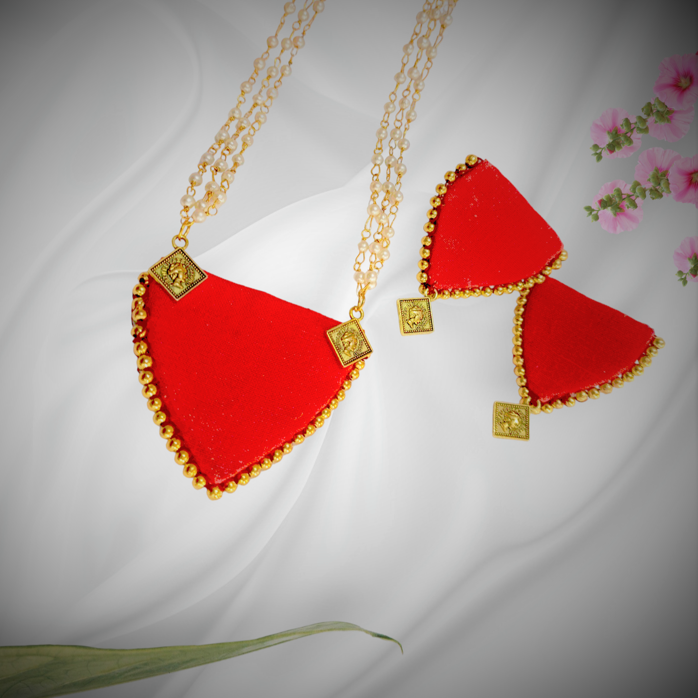 Red Fabric Long Necklace