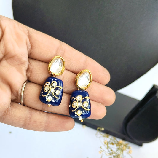 KUNDAN WITH PRINTED BEAD EARRINGS