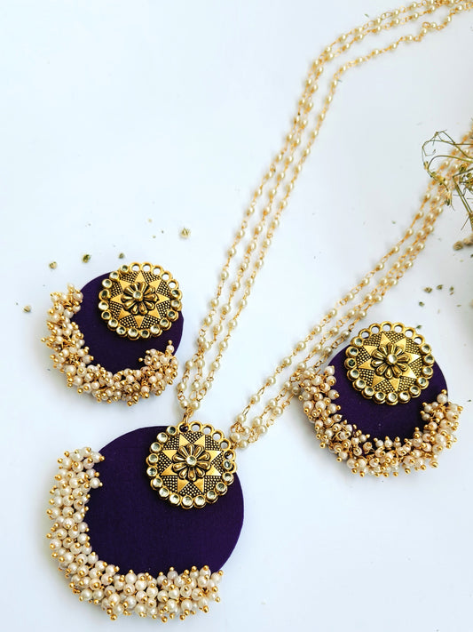 PURPLE LONG NECKLACE WITH STUD