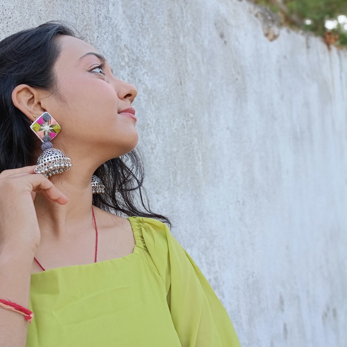 NOOR MULTICOLOUR MIRROR BIG JHUMKA EARRINGS