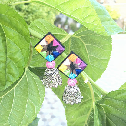 NAYRA MULTICOLOUR MIRROR JHUMKA EARRINGS